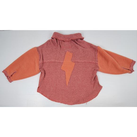 RARE POL Womens Large GKJ5 Fleece Knit Lightning Pink Button Sweater Jacket - Picture 8 of 13